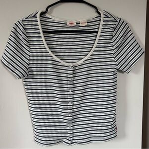 Levi’s Striped Button-Up Crop Top